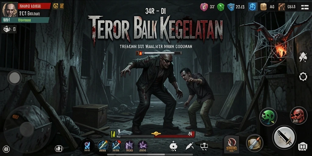 Tangkapan layar menunjukkan momen menakutkan dari gameplay 34R.