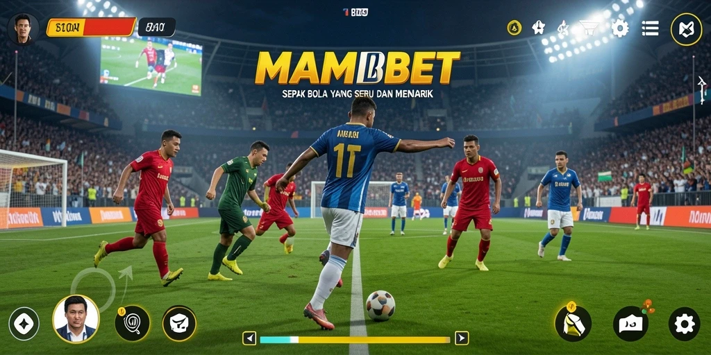 Tampilan gameplay MAMIBET dalam pertandingan sepak bola yang intens.