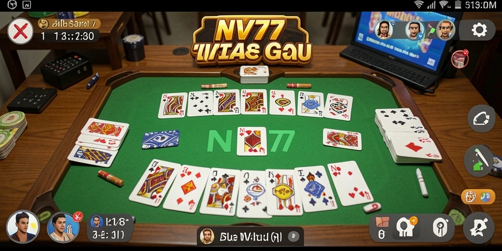 Screenshot gameplay Gaple NV77 dengan teman-teman.