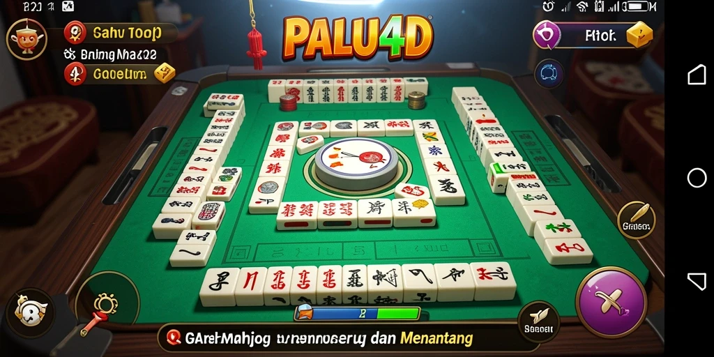 Tampilan gameplay <strong>PALU4D</strong> yang menarik dengan ubin Mahjong berwarna-warni.