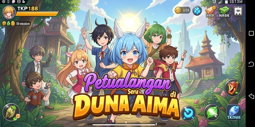 Skrinsut utama TKP188 menampilkan pertarungan karakter Anime.